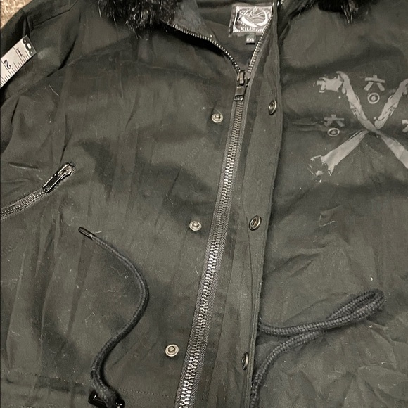 Killerstar unisex Black faux fur trimmed Hooded Jacket with toggle waist - new - Picture 11 of 16